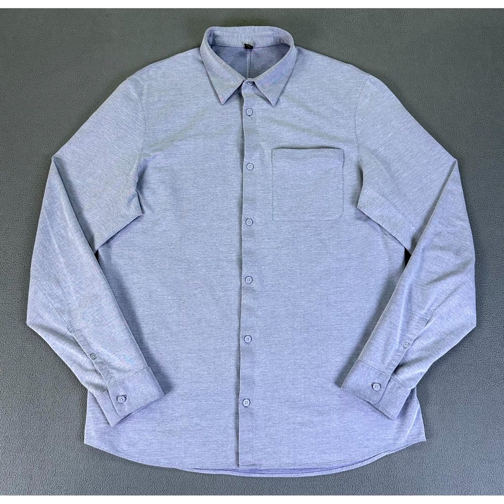 Lululemon Shirt XL Blue Commission Qwick Oxford Smart Casual Office Performance - Picture 2 of 10
